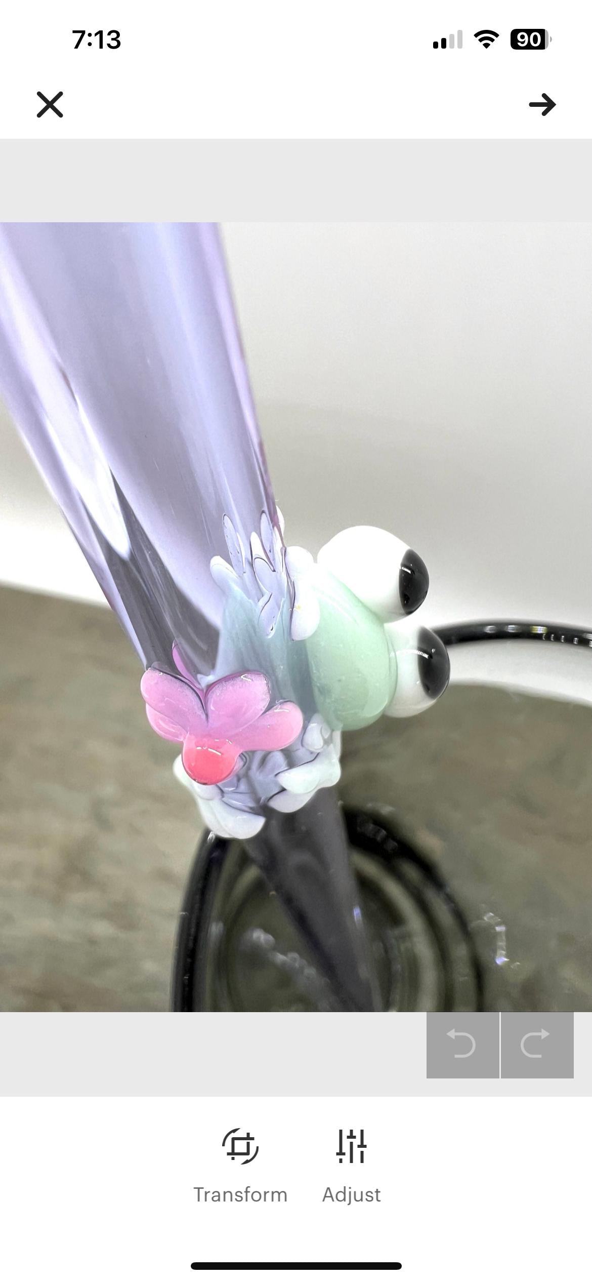 Mint Frog and Daisy on Purple Glass Straw