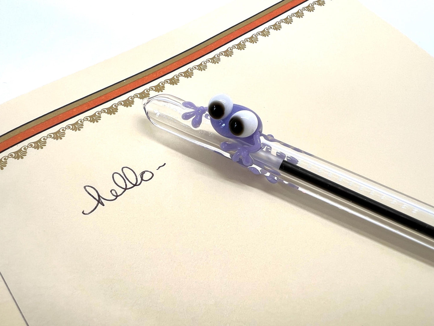 Lavender Frog on Clear Glass Ink Pen