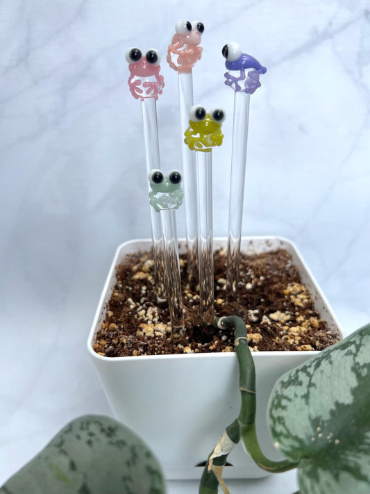 Pastel Frog Glass Plant Stake