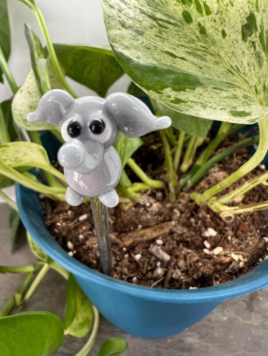 Gray Elephant Glass Plant Stake
