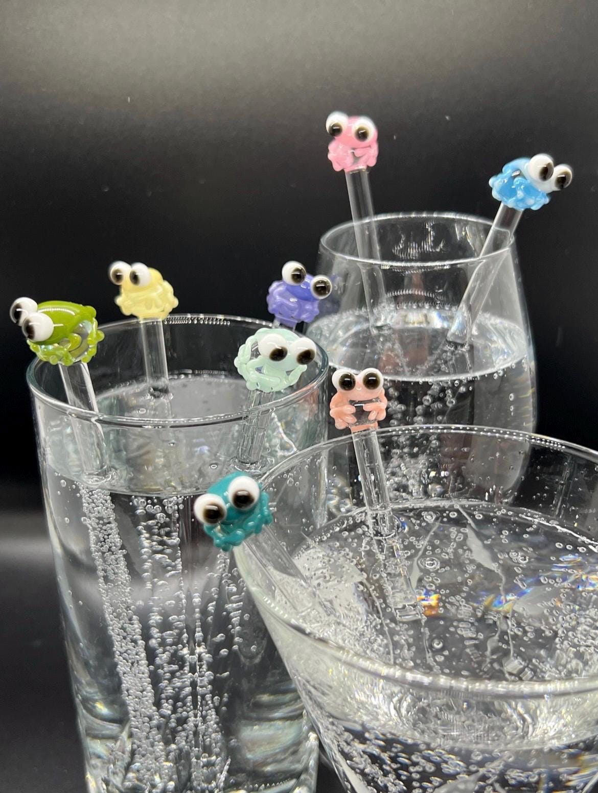 Frog Glass Stir Stick- Cocktail Swizzle Stick- Cuatomizable