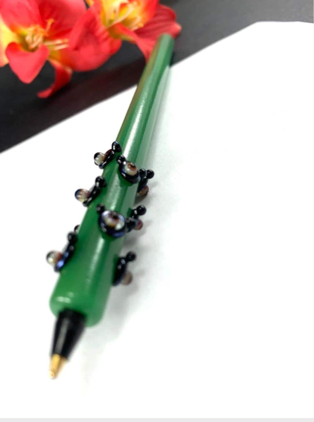 Black Bears on Green Glass Writing Pen