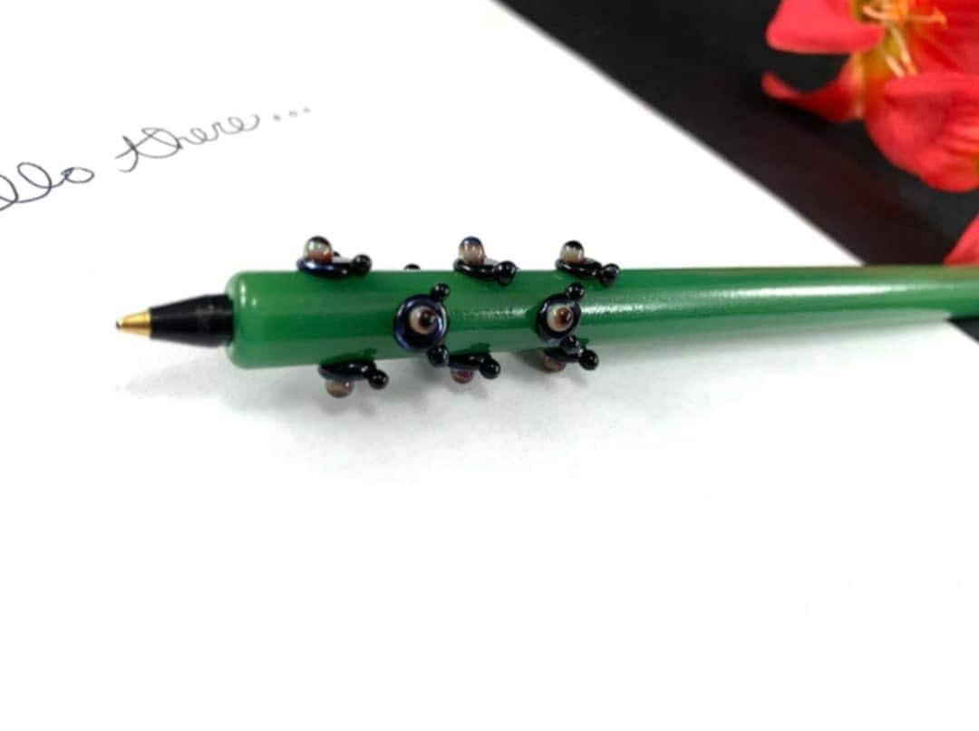 Black Bears on Green Glass Writing Pen