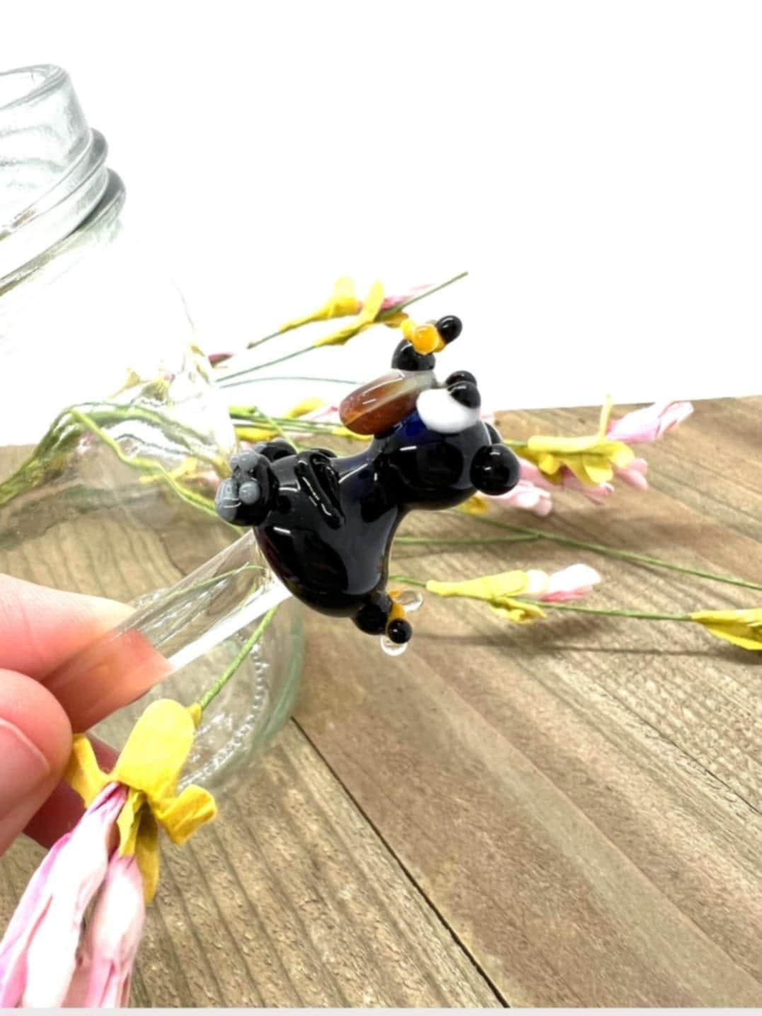 Black Bear with Tiny Bees Honey Drizzle Wand