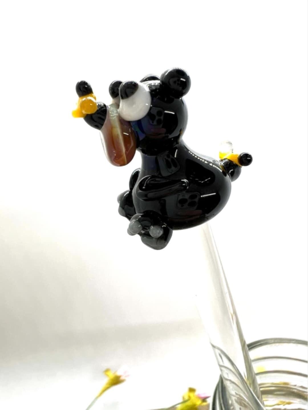 Black Bear with Tiny Bees Honey Drizzle Wand