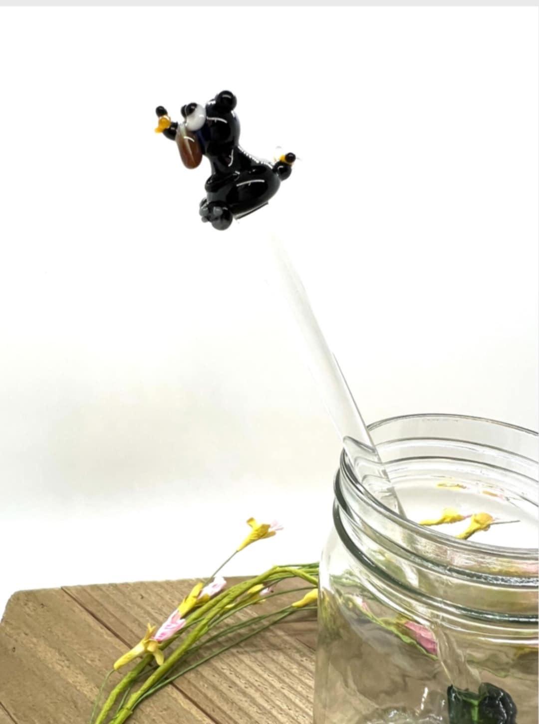 Black Bear with Tiny Bees Honey Drizzle Wand