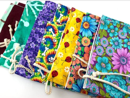 Colorful Fabric Protective Sleeve for Glass Straws- 4 straw pouch