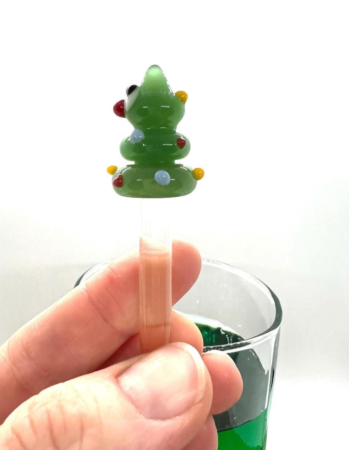 Holiday Christmas Tree with Lights Glass Stir Stick