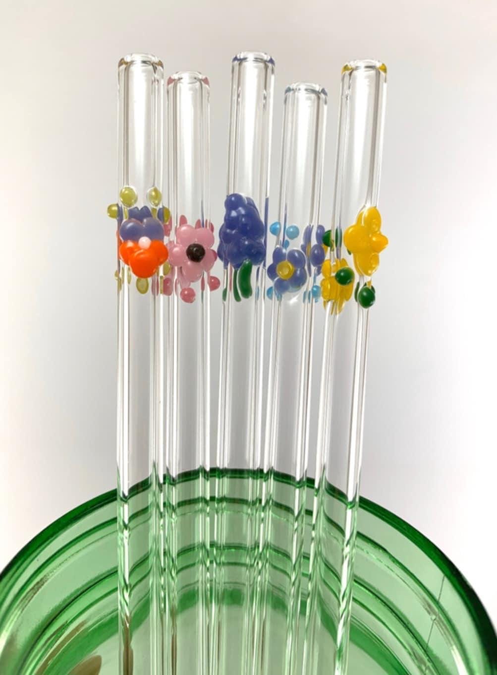 Floral Glass Straw