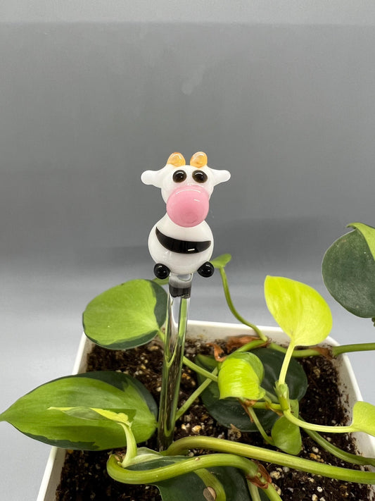 Cow Glass Plant Stake