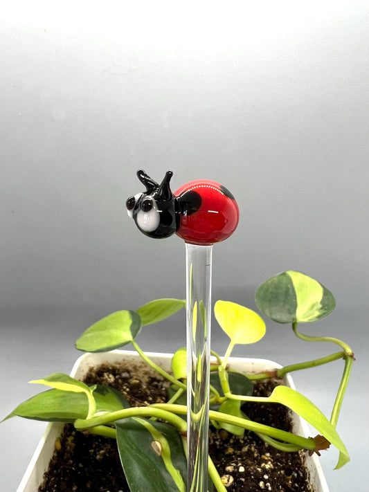 Ladybug Glass Plant Stake