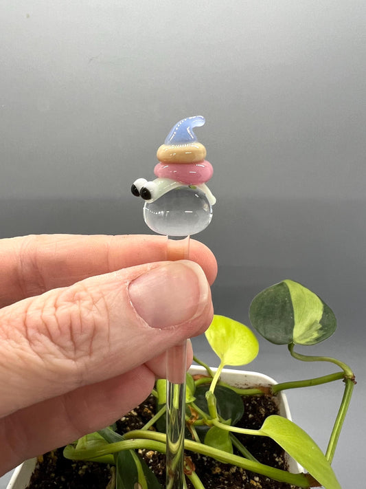 Snail Glass Plant Stake- Pink Peach Blue and Mint