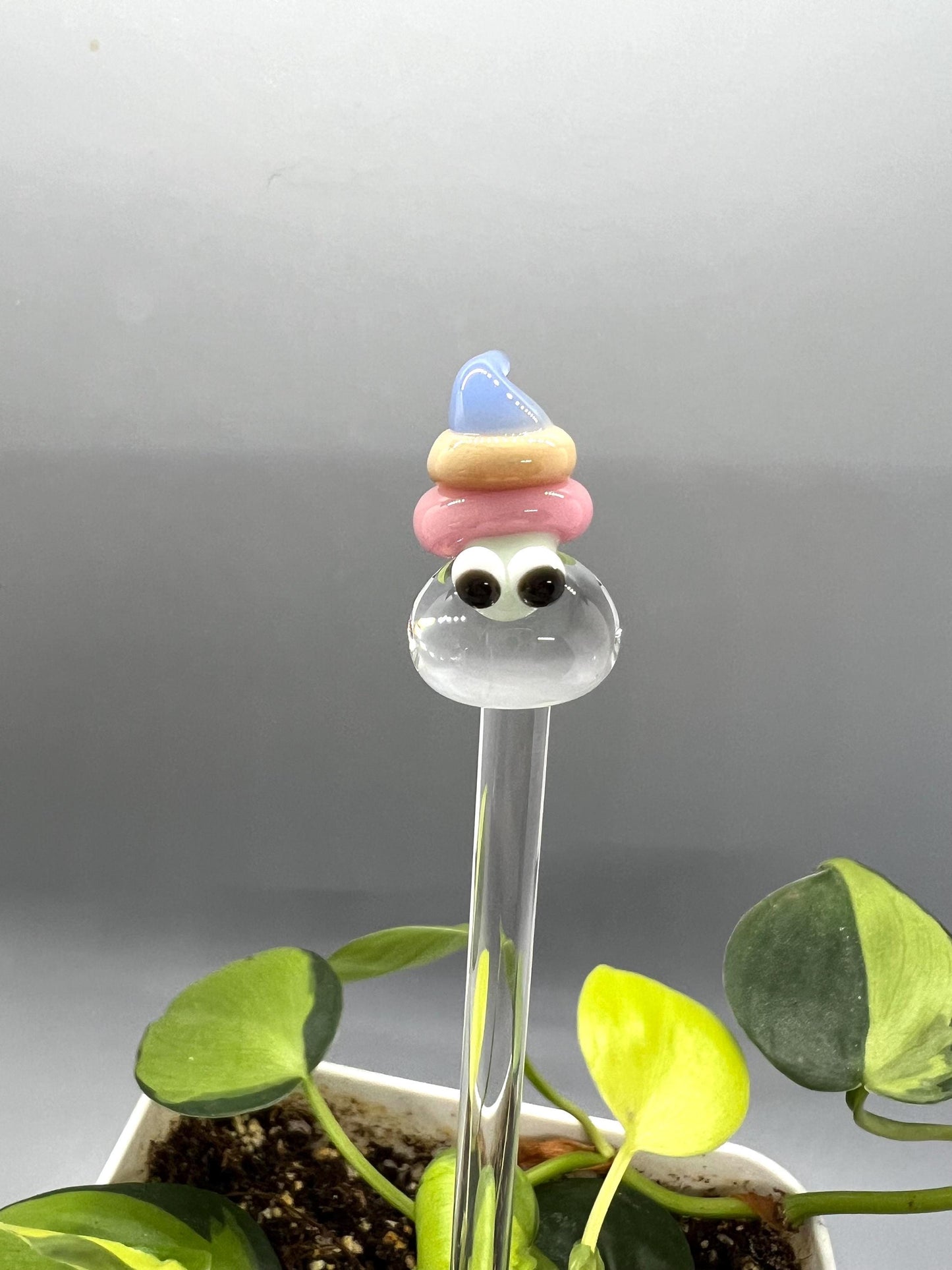 Snail Glass Plant Stake- Pink Peach Blue and Mint