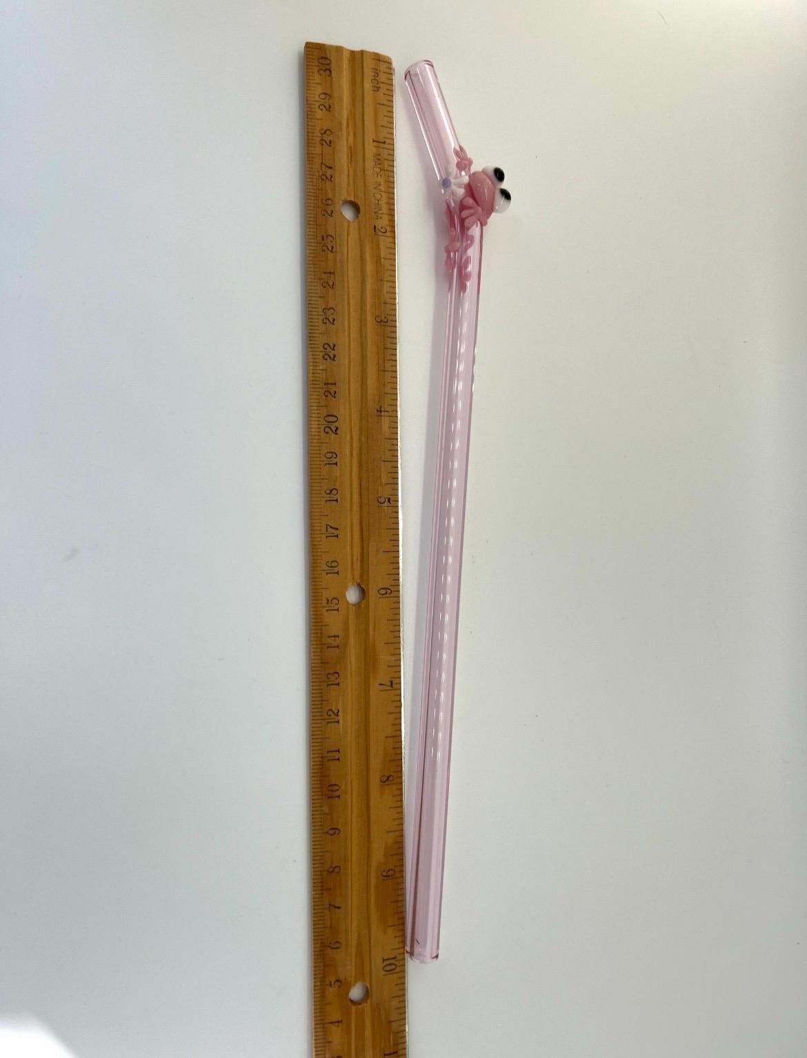 Pink Frog with Daisy Glass Straw