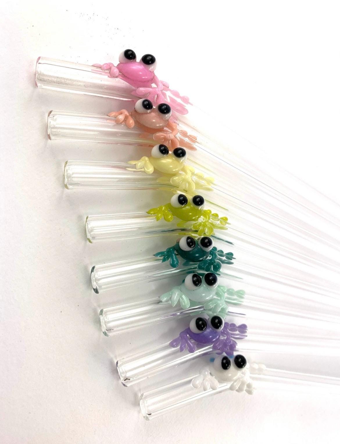 Pastel Frog Glass Straw