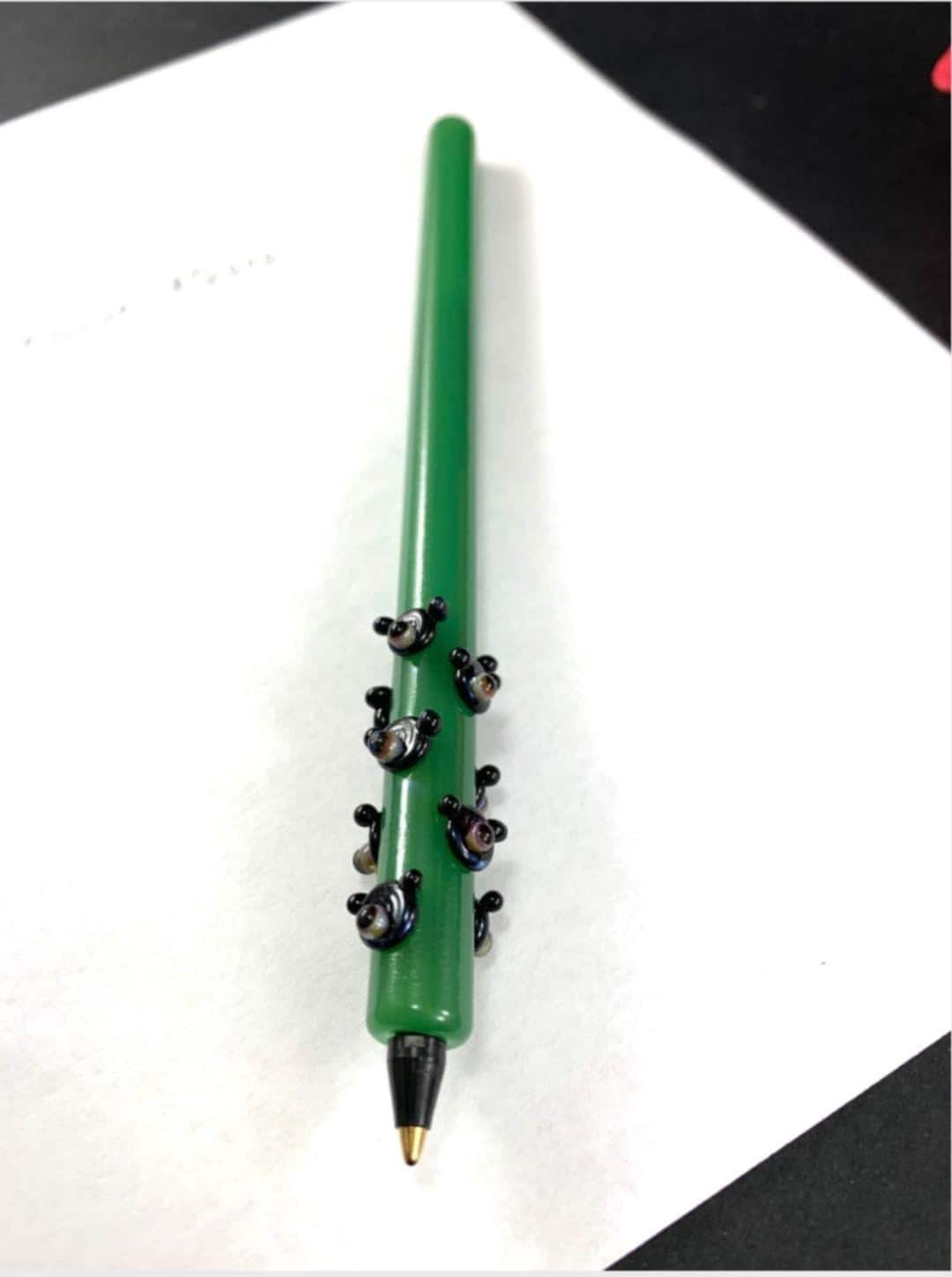 Black Bears on Green Glass Writing Pen