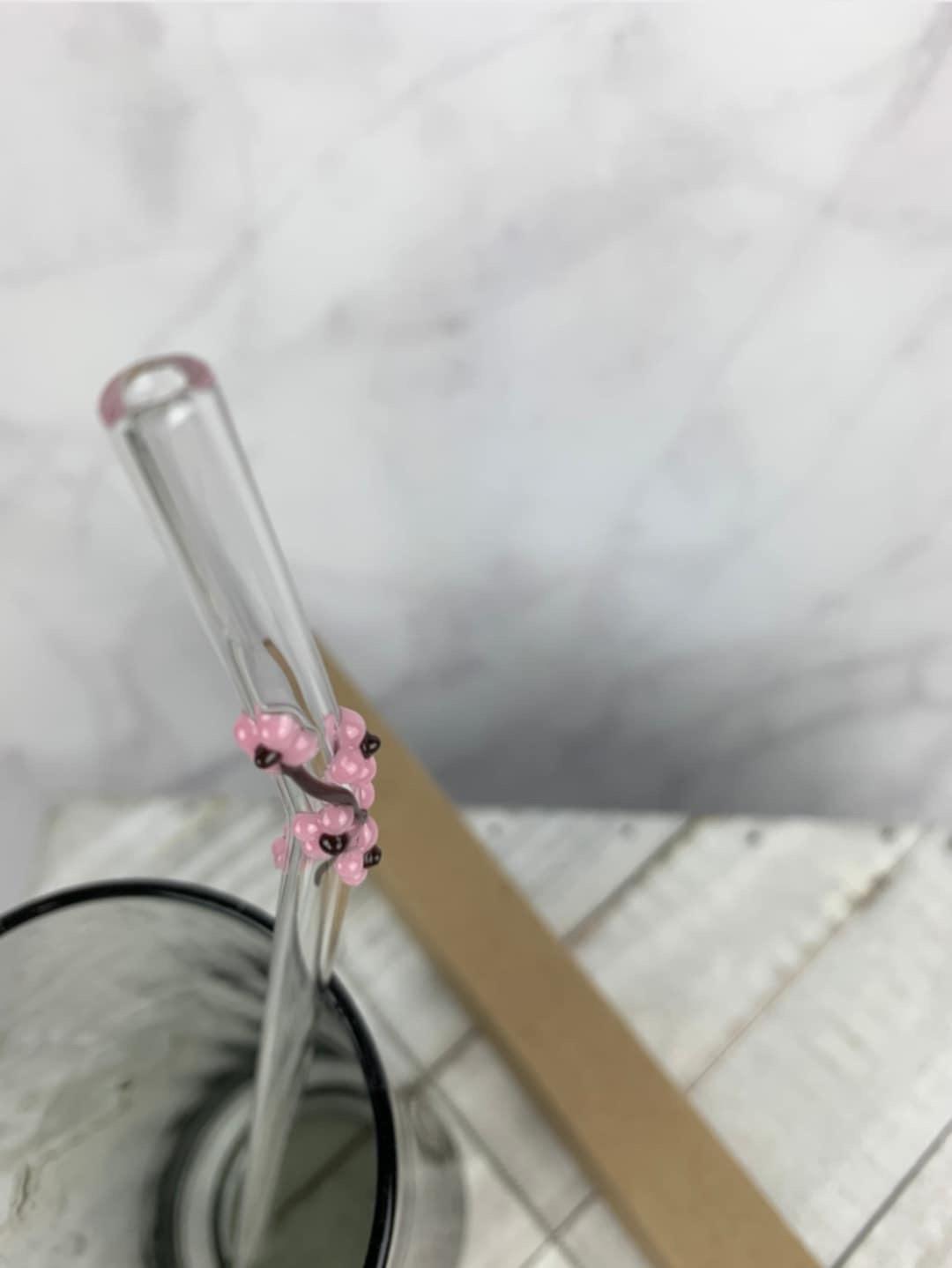 Cherry Blossom Glass Drinking Straw- 7mm Bent