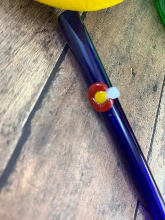 Colorado Flag on Straight Blue Smoothie Glass Straw