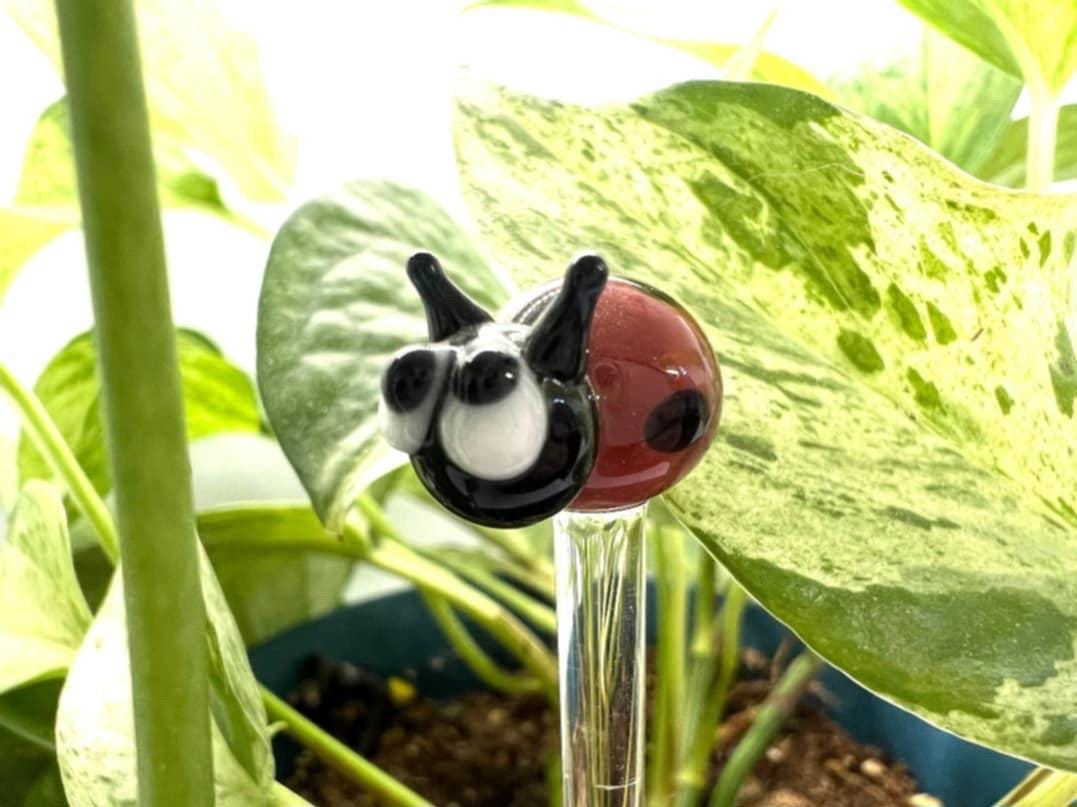 Ladybug Glass Plant Stake