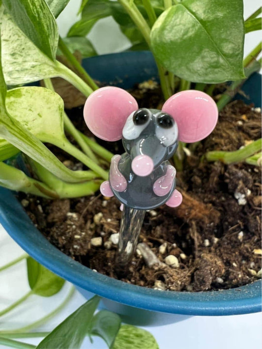 Gray Mouse Glass Plant Stake