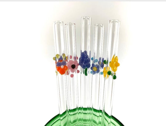Floral Glass Straw